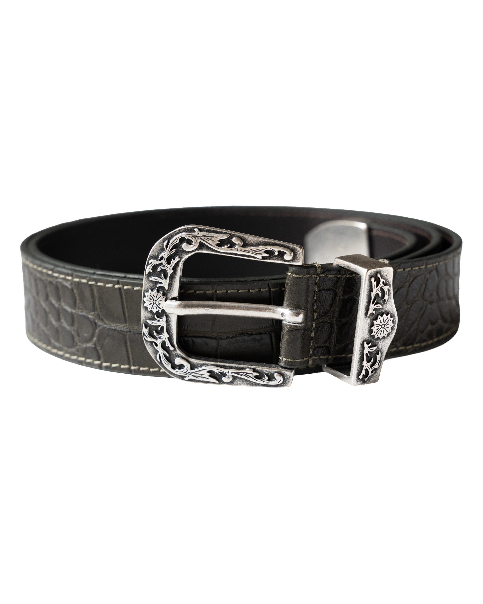 Olive Crocleather Belt