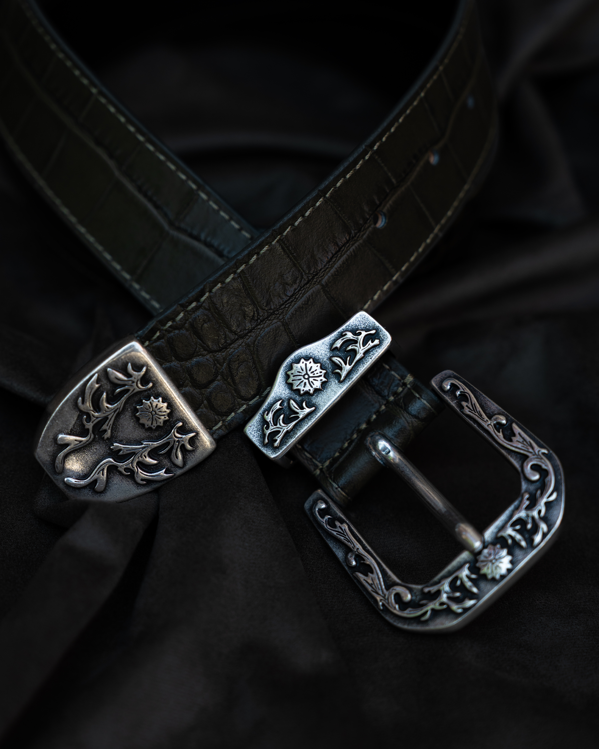 Olive Crocleather Belt