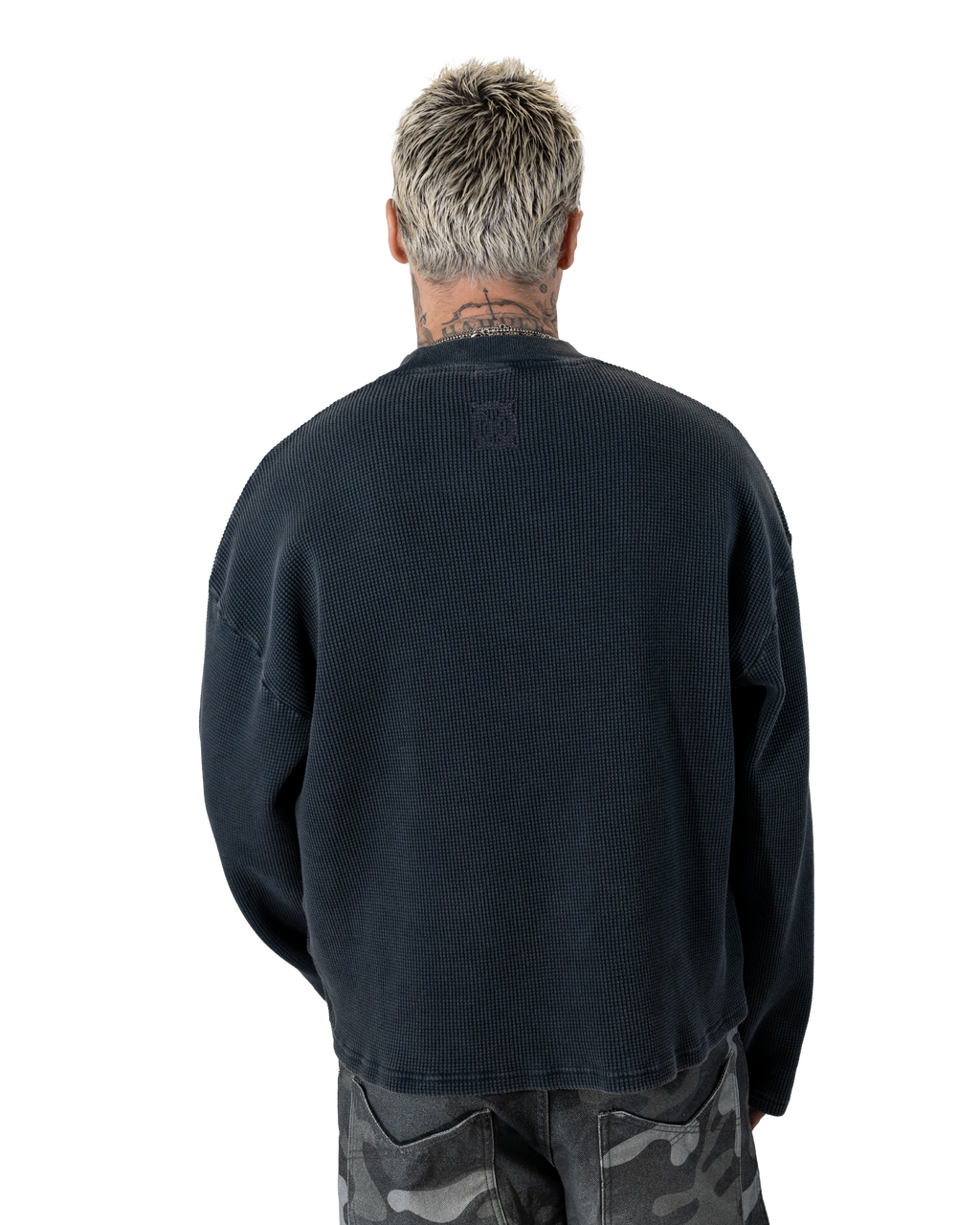Washed Ocean Blue Waffle Sweater